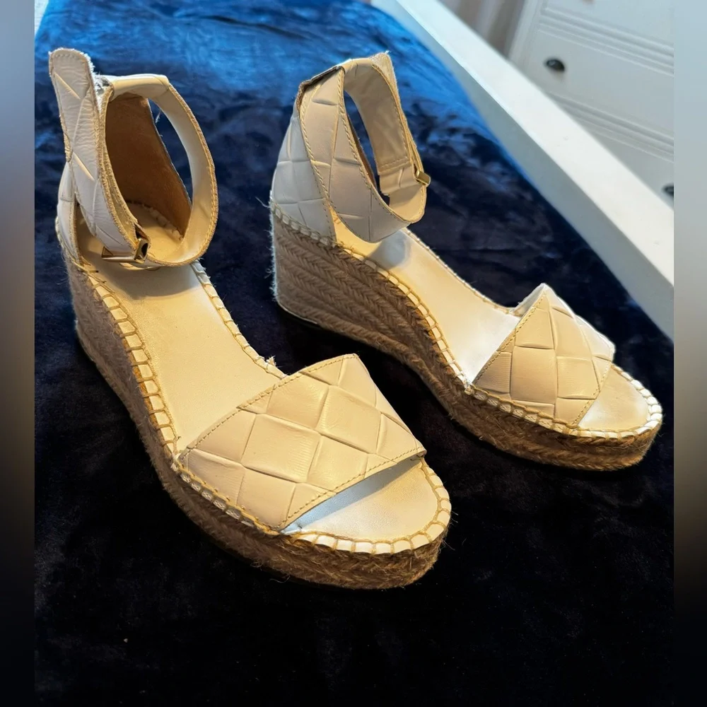 Franco Sorto white espadrille wedge Sandals - Picture 1 of 7